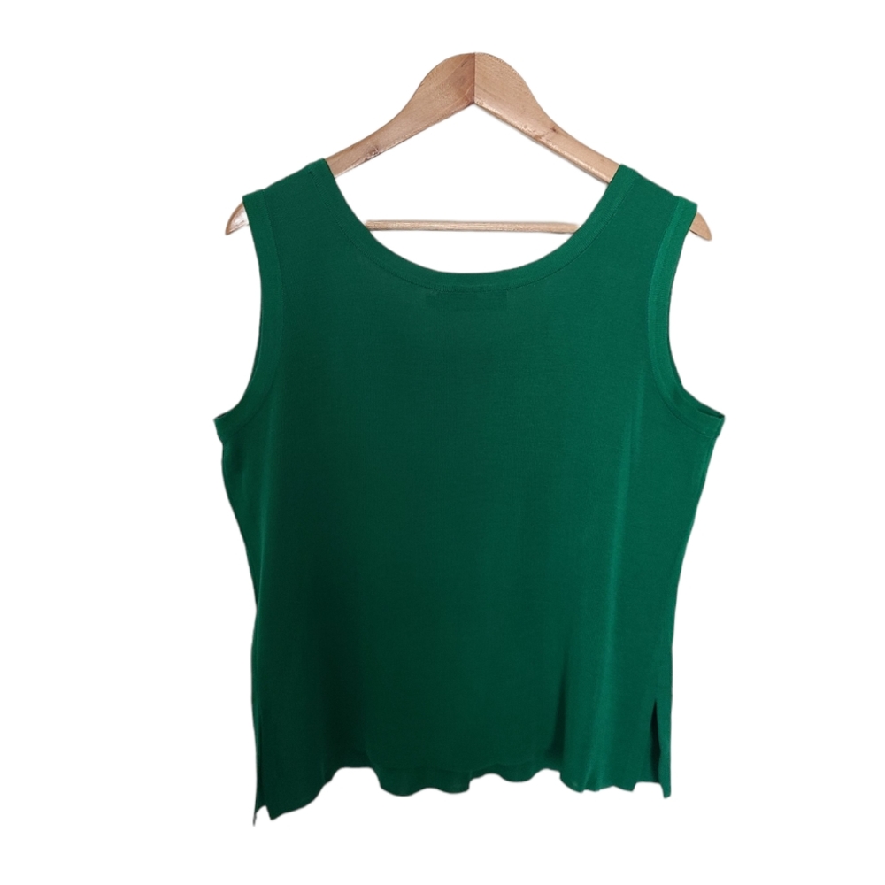 Misook Green Ribbed Tank Top - Picture 2 of 7